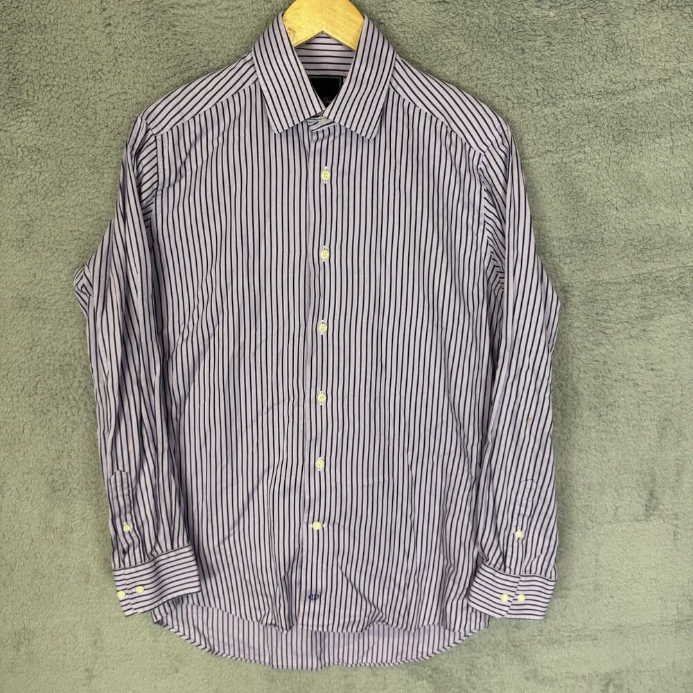 S David Donahue Shirt Men's 15.5 32/33 Purple‎ Long Sleeve Button Up Dress